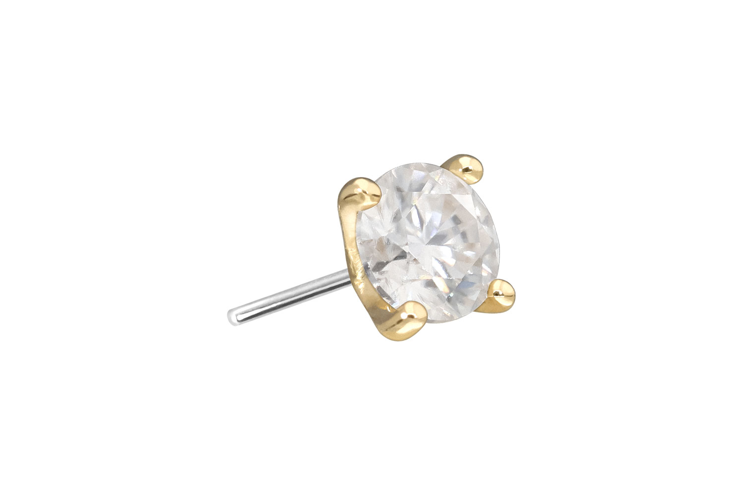 14 Karat Gold Aufsatz mit Titan Push Pin MOISSANIT von Piercingline